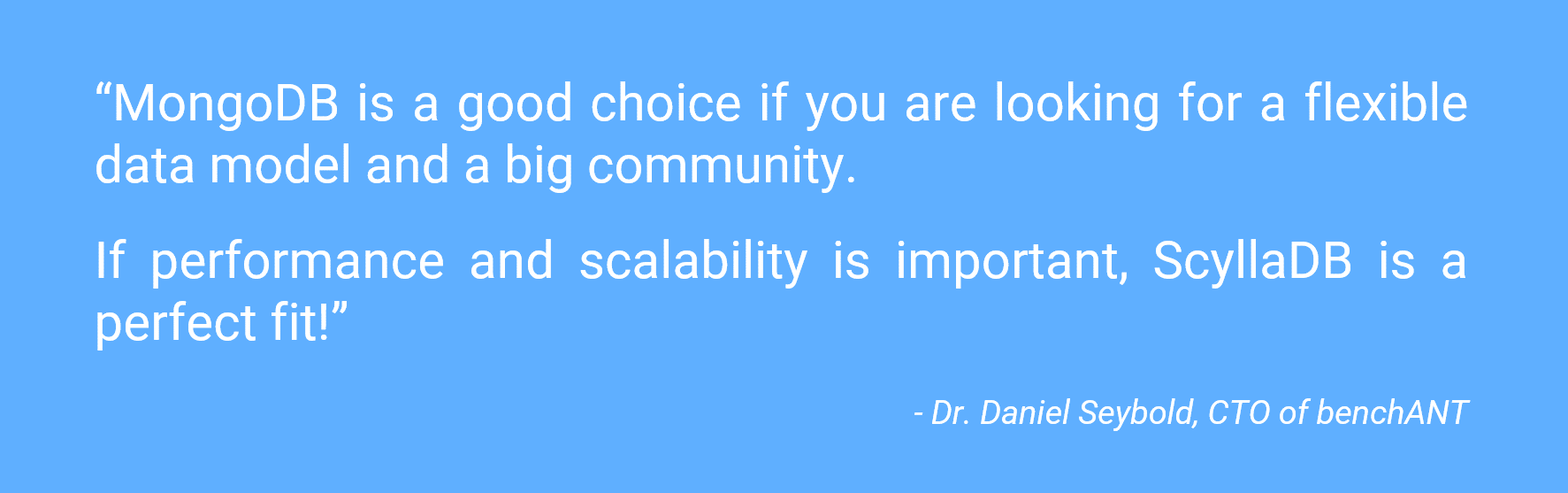 Daniel Seybolds comment on MongoDB and ScyllaDB